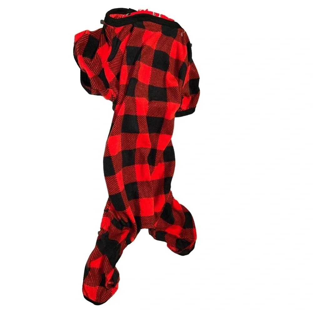 Wondershop red christmas Buffalo Plaid Fleece Dog and Cat Pajamas Large L